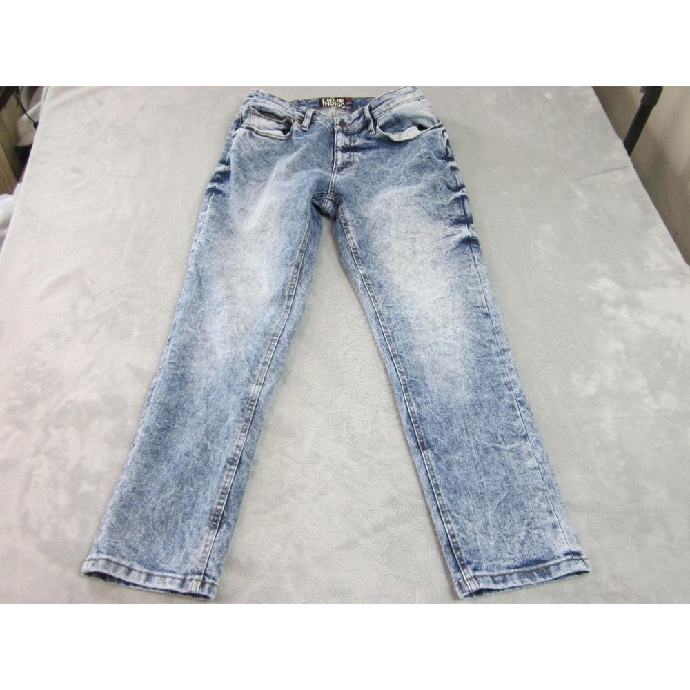 True Indigo T8844 Jeans Mens 34x30 Blue Acid Wash Regular Straight Denim Stretch